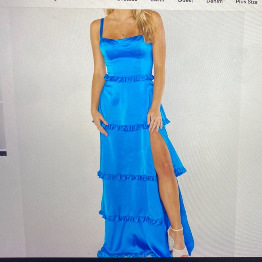 Show Me Your Mumu Lady Corset Dress Luxe Blue Satin